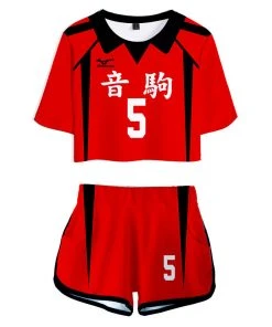 NewCosplay Haikyuu Nekoma High School NO 5 Kozume Kenma Women‘s Jersey Sports Wear Uniform Top Shorts Cosplay Costume