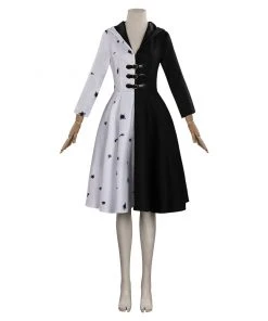 NewCosplay Cruella Dress Outfits Halloween Carnival Suit Cosplay Costume