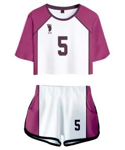 NewCosplay Haikyuu Shiratorizawa School Cosplay Uniform Jersey Sportswear Top Shorts Set For Women