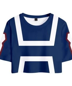 INSWEAR Women My Hero Academia Crop Top Sets UA Training Suit Cosplay Short Sleeve T-shirt Shorts 2 Pieces Sets Casual Clothes