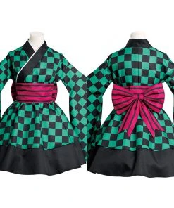 NewCosplay Demon Slayer Kamado Tanjirou Kimono Lolita Dress Outfit Cosplay Costume New Arrivals