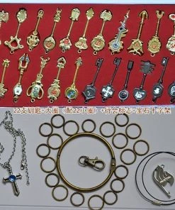 NewCosplay New Arrivals Fairy Tail Lucy Keys Golden Zodiac Keychain Necklace Pendant Set