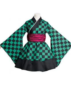 NewCosplay Demon Slayer Kamado Tanjirou Kimono Lolita Dress Outfit Cosplay Costume New Arrivals