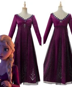 NewCosplay Frozen 2 Elsa Adult Outfit Purple Dress Cosplay Costume New Arrivals