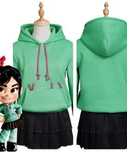 NewCosplay Ralph Breaks The Internet Vanellope Von Schweetz Women Girls Hoodie Skirt Outfits Halloween Carnival Costume Cosplay Costume New Arrivals