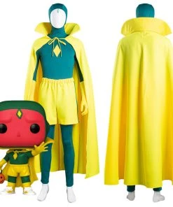 NewCosplay WandaVision Vision Jumpsuit Cloak Outfits Halloween Carnival Suit Cosplay Costume New Arrivals