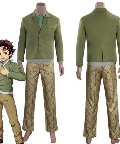 NewCosplay Demon Slayer Kimetsu No Yaiba Hinokami Kepputan Kamado Tanjirou School Uniform Outfits Halloween Carnival Suit Cosplay Costume New Arrivals
