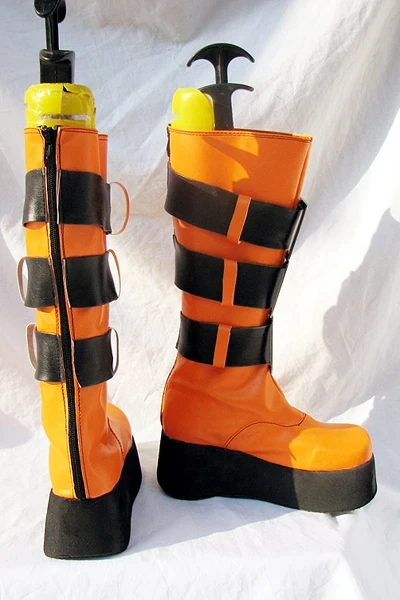 NewCosplay Togainu No Chi Rin Cosplay Boots Shoes Black Orange New Arrivals