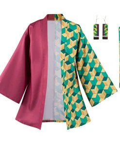 NewCosplay Demon Slayer Tomioka Giyuu Coat With Earrings Belt Cosplay Costume