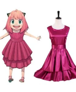 Viele Kostüme New Arrivals SPY×FAMILY Anya Forger Cosplay Costume Rose Red Dress Accessories Outfits