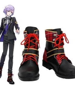 NewCosplay Twisted Wonderland Pomefiore Epel Felmier Black Red Boots Cosplay Shoes New Arrivals