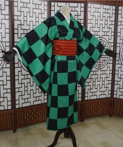 NewCosplay Demon Slayer Kamado Tanjirou Women Kimono Outfits Halloween Carnival Costume Cosplay Costume