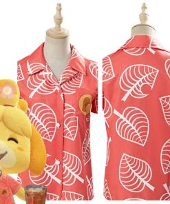 NewCosplay New Arrivals Game Animal Crossing Isabelle Women Short Sleeve Shirts Top Cosplay Costume
