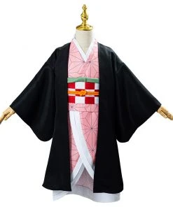 NewCosplay Kids Children Demon Slayer Kimetsu No Yaiba Kamado Nezuko Uniform Outfit Anime Cosplay Costume
