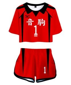 NewCosplay Haikyuu Nekoma High School NO 1 Kuroo Tetsurou Jersey Sports Wear Uniform Top Shorts For Women Cosplay Costume