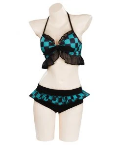 NewCosplay Anime Demon Slayer Kamado Tanjirou Swimwear Outfits Halloween Carnival Suit Cosplay Costume