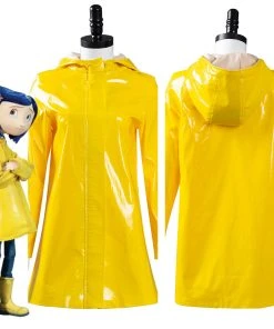 NewCosplay Coraline & The Secret Door- Coraline Jones Outfits Yellow Coat Halloween Carnival Suit Cosplay Costume