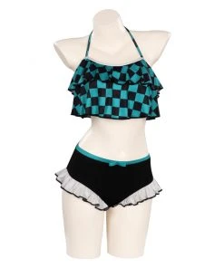 NewCosplay Anime Demon Slayer Kamado Tanjirou Swimwear Outfits Halloween Carnival Suit Cosplay Costume