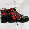 NewCosplay Punk Red Plaid Classical Boots B Version Custom-Made